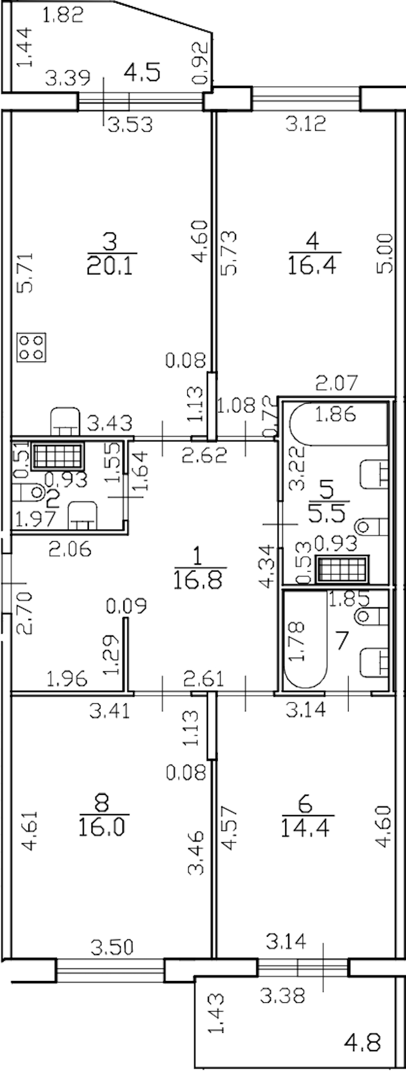 3-комнатная квартира 97.9 м², 5/6 эт., ЖК «Lotos club»